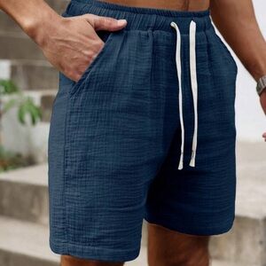 Manfinity Men's Casual Solid Drawstring Waist 100% Cotton Summer Mens Shorts